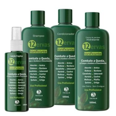 Imagem de Sh +Cond +Hidratante 500ml +Loção 180ml Tonificante 12 Ervas - Trihair