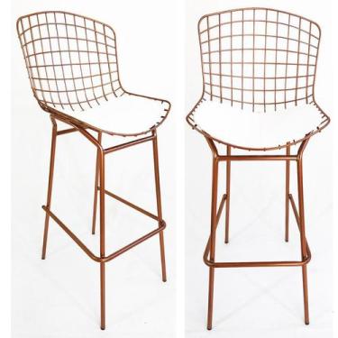 Imagem de Kit 2 Banquetas BERTÓIA cobre assento branco tubular altura 70cm - Pol