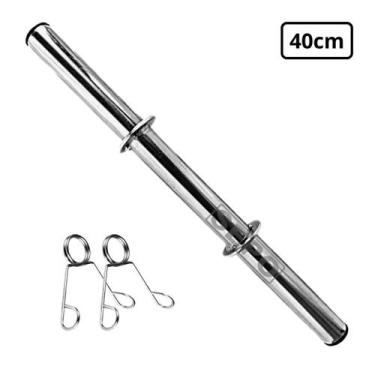 Imagem de Barra Fitness Tubo Oca 40cm Prata com Presilhas - SEPO