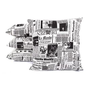 Imagem de kit 4 capas de almofadas Gorgurinho de Jornal  preto 45 x 45 - Thais E