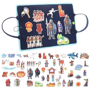 Imagem de SmoothNovelty 4 Pack Felt Board Bible Stories Set Flannel Board Stories Include Noah's Ark, Jonah and The Whale, David and Goliath, The Nativity of Jesus, 52 Pcs Precut Bible Felt Story Board for Kid