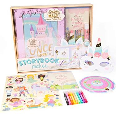 Imagem de Story Magic Storybook Maker by Horizon Group USA, Create Your Own Stories, Hardcover Storybook, Includes Stickers, Markers, Punch Outs, Unicorn Mask, 200+ Storytelling Materials, Perfect for Ages 4+