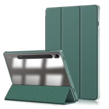 Imagem de Xuanbeier Capa para Samsung Galaxy Tab S9 27.9 cm 2023, capa fina com proteção contra quedas tripla com parte traseira rígida transparente e suporte para caneta S Pen com suporte inteligente com