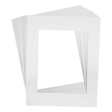 Imagem de GSHLLO 10 peças de tapetes de moldura de papel A4 para moldura de quadros, quadros pré-cortados, foscos, quadros de fotos brancos, quadros fotográficos para casa de família
