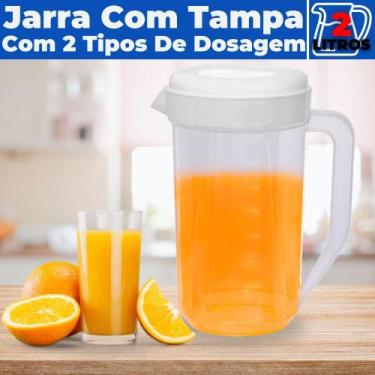 Imagem de Jarra de Suco Água Refri Tampa Redonda Alça Plástico 2L - Usual Utilid