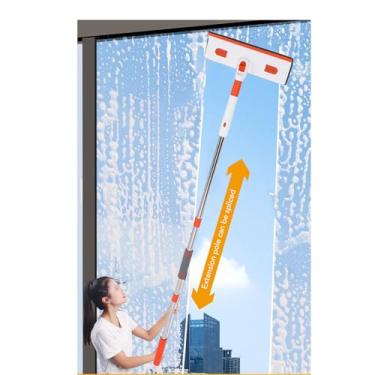 Imagem de Limpador de Rodo de Janela Profissional, Kit de Rodo de Limpeza de Janela de 3 Seções, Com Haste de Extensão Ferramenta Giratória de Limpeza de Janela, para Espelho de Pára-brisa