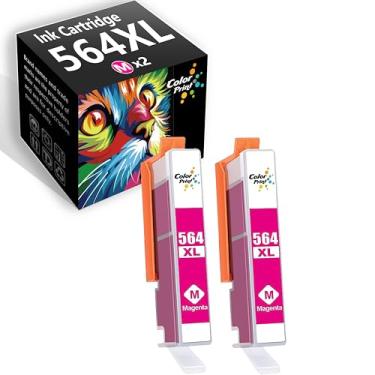 Imagem de Colorprint (Pacote com 2, Magenta) Cartucho de tinta compatível com HP 564XL 564 XL Officejet 4620 4622 DeskJet 3520 3522 Photosmart 7510 7520 7525 6520 5520 6510 5510 7515 B8555 0 C63 Impressora 80