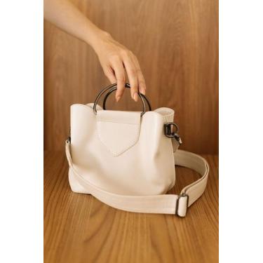 Imagem de Bolsa feminina de couro branco Beca - Zaia