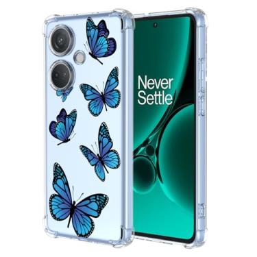 Imagem de KOARWVC Capa para OnePlus Nord CE3, Oppo K11 5G CPH2569 Capa de TPU macio com absorção de choque fina protetora padrão borboleta capa traseira para OnePlus Nord CE3 borboleta azul