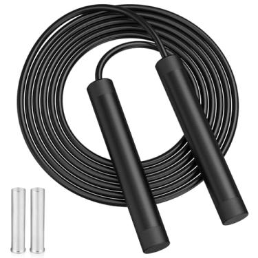 Imagem de Corda de pular pesada para homens, corda de pular ajustável sem emaranhados com alças de metal e rolamentos de esferas, corda de saltar para treino para mulheres, exercícios físicos para adultos