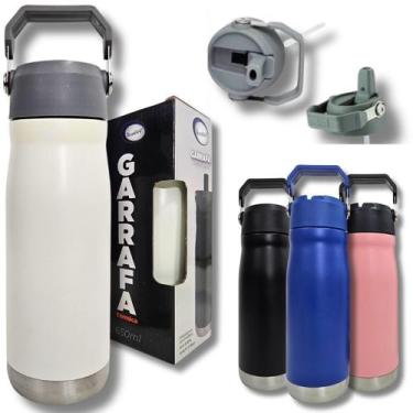 Imagem de Garrafa Térmica Aço Inox Canudo 650ml Academia Esporte Lazer - INTER P