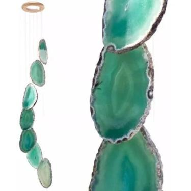 Imagem de Mensageiro Sino Dos Ventos Móbile Ágata Verde 7pedras Brasil - ToJoia1