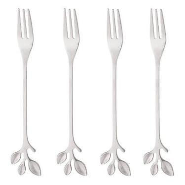 Imagem de Jogo 4 Garfos para petisco Leaves Aço Inox Prata Wolff