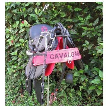 Imagem de Cela Mangalarga Australiana Completa 16" Couro Preta + Acessórios - Co