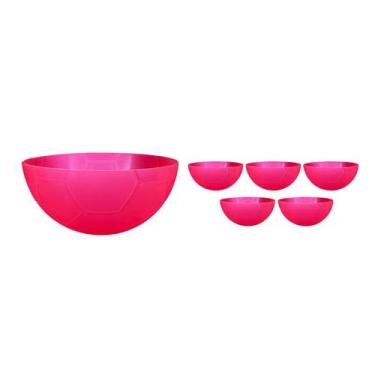Imagem de Kit 6 Petisqueira Futebol Rosa Neon 240Ml Plástico - Bb Store