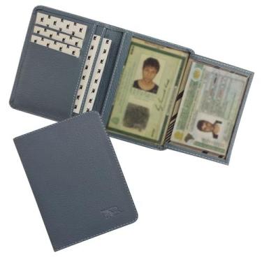 Imagem de Carteira Compacta Couro RFID Blocking 20-R Raffai Couros, Azul celeste