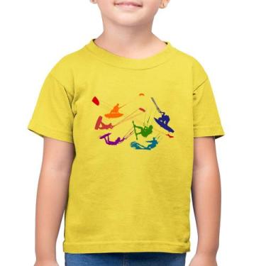 Imagem de Camiseta Algodão Infantil Kite Surf Freestyle - Foca na Moda, Amarelo 