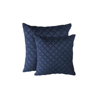 Imagem de Kit 2 Almofadas Tressê 50x50cm e 40x40cm Veludo Azul - Nexta Casa