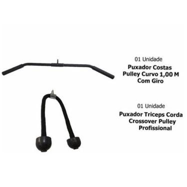 Imagem de Puxador Costa Curvo 1 M Com Giro + Puxador Corda Triceps Biceps - Fama