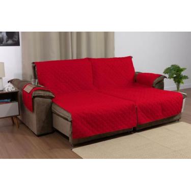 Imagem de Kit Para Sala Com Capa de Sofá Retrátil 1,80m Com Bolsos e Porta Copos