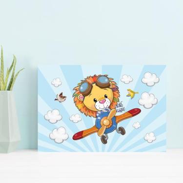 Imagem de Placa Decorativa Infantil Leão Baby Piloto 30x40cm - Quartinhos