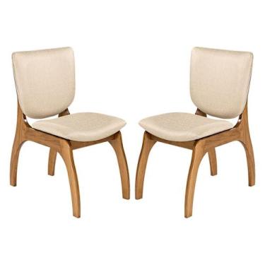 Imagem de Kit 2 Cadeiras Estofada para Sala de Estar Irlanda Madeira Maciça Imbu