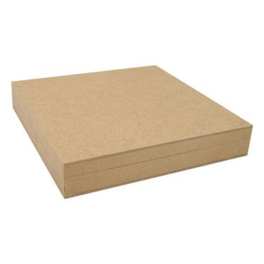Imagem de Kit 10 Caixa Quadrada Com Dobradiça 24,5x24,5x4 Mdf Madeira - Atacadão