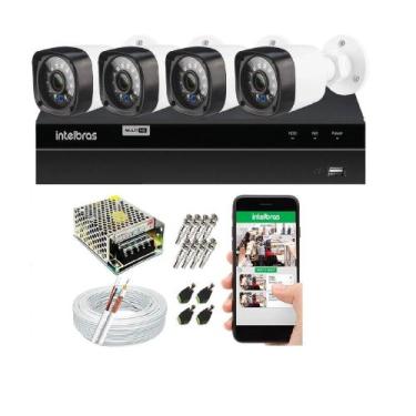 Imagem de Kit Cftv 4 Câmeras de Segurança AHD 720p e Dvr Mhdx 1204 Intelbras S/H