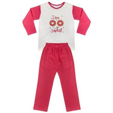 Imagem de Pijama Juvenil Look Jeans Menina Donuts Pink - PINK - 10, 10, Pink