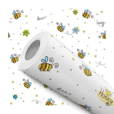 Imagem de Papel de Parede Vinílico Abelha Mel Infantil Quarto 10m - DELIQUADROS,