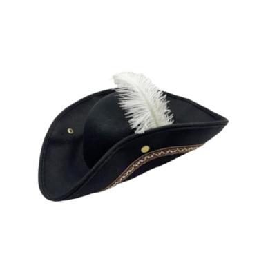 Imagem de YIJU Chapéu de Pirata Novidade Vestir-se Vintage Multiuso Bucaneiro Tricorn Chapéu com Pena para Cosplay Tema Pirata Festa de Máscaras