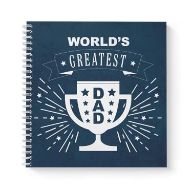 Imagem de Caderno/diário masculino em espiral Greatest Dad 21,6 cm x 21,6 cm, 120 páginas pautadas largas, capa laminada brilhante durável, espiral de arame branco. Feito nos EUA