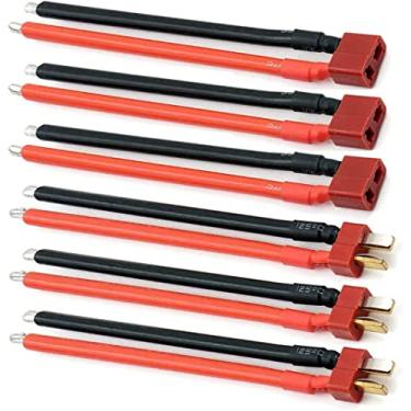 Imagem de LINSYRC 3 pares de cabos adaptadores de conector macho e fêmea com fio de silicone 10 cm 14AWG para drone RC Lipo Battery Cable