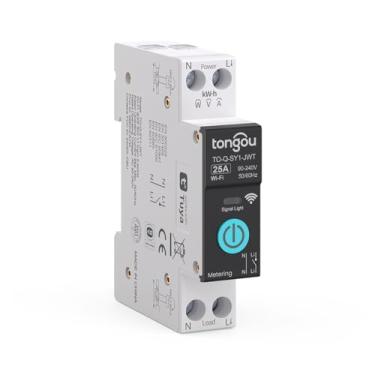 Imagem de TONGOU switch wi-fi inteligente diy 1p + n, funciona com alexa e google assistant para controle de voz, 25a com monitor de energia, controle remoto do aplicativo smart life/tuya, funções d