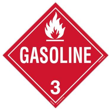 Imagem de INCOM Placa DOT Manufacturing VynMark Peel & Stick Hazard Classe 3, "Gasoline" 3 com símbolo, 26 cm x 26 cm, vermelho sobre branco, AZTA320PS