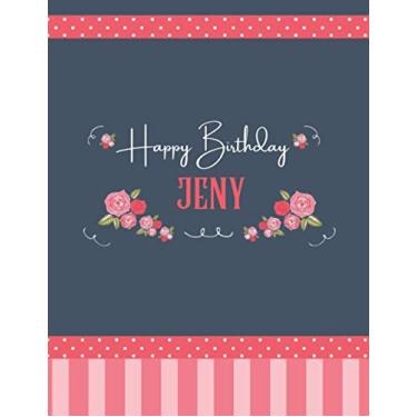 Imagem de Happy Birthday JENY: DOTTED Journal 8.5x11 LARGE Notebook Vintage Luxurious MATTE Cover 120 Pages Dot Grid Paper Name Gifts For JENY Dot Graph Sketchbook A4 Retro Floral