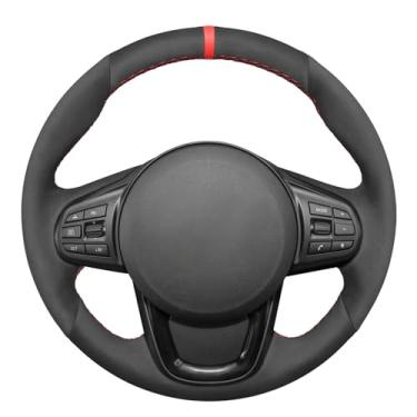 Imagem de MEWANT Capa de volante de carro de camurça preta respirável DIY para Toyota GR Supra 2020-2022 acessórios de volante