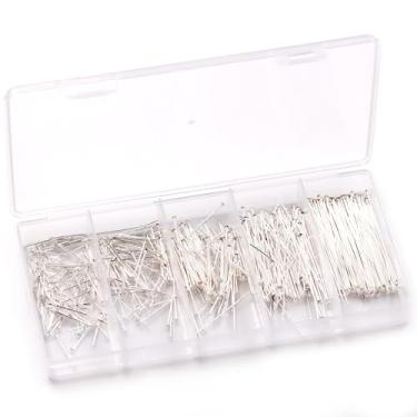 Imagem de Malahill Descobertas de joias de excelente qualidade, 500 peças de pinos de cabeça para fabricação de joias prata 16-50 mm