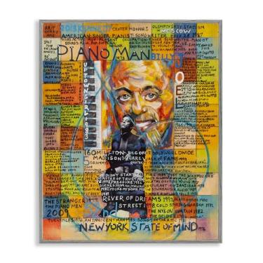 Imagem de Stupell Industries Billy Joel Collage Framed Giclee Wall Art Design por Sabin, moldura cinza, 40 x 50 cm
