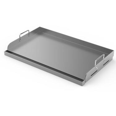 Imagem de Barbqtime grelha universal para fritar para grelha a gás, chapa superior plana de metal de 25" x 16" para fogão a gás/carvão/elétrico/grelhador a gás, grelha grande para camping, utilização