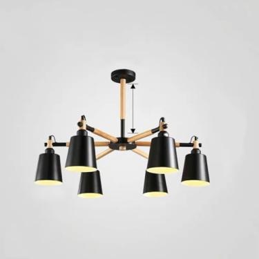 Imagem de Lustre Sputnik moderno de 8 luzes delicado LED macaroon luminária de pendurar madeira vintage para cozinha, ilha, sala de jantar, pia bar