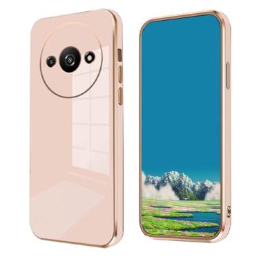 Imagem de Anlalish Compatível com Xiaomi Redmi A3 capa de silicone Xiaomi Redmi A3 capa de telefone 0,3 mm Funda fofa fina chapeamento acessórios de proteção para câmera capa à prova de choque (rosa)