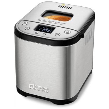 Imagem de Panificadora Automática 15 em 1 em Aço Inoxidável com Display LED e Livro de Receitas, 110V 710W, Kitchen in the box, Prata