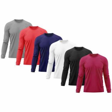 Imagem de Kit 6 Camisetas Masculina Adulto Proteção Solar UV Manga Longa Segunda
