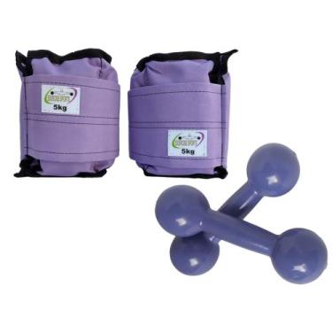Imagem de Kit Tornozeleira 5KG Nylon Lilás + Halteres 5KG Lilás - Exercise Sport