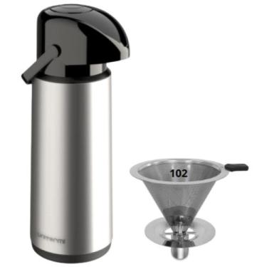 Imagem de Kit Garrafa térmica 1,8 Litros Inox Verona + Coador de Inox Filtro de 