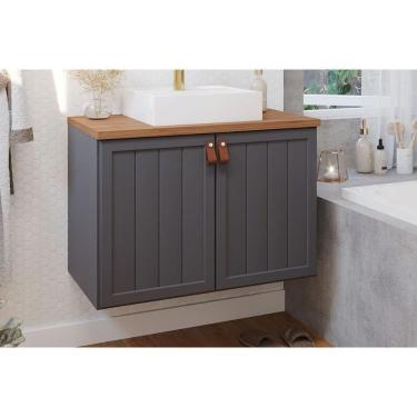 Imagem de Bancada De Banheiro Balcão Alure 2 Portas C- Cuba 80cm Titanium-freijo - Mgm