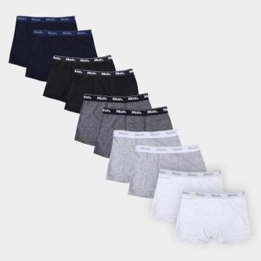Imagem de Kit Cueca Boxer Infantil Mash C/ 10 Peças, Branco, Preto, 5/7A
