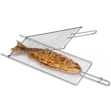 Imagem de Grelha Para Churrasco Dupla Aço Reta ideal para assar peixes 580x170 -