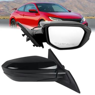 Imagem de VMDCcdz Espelho lateral do passageiro direito Honda Civic 2016-2021 3 pinos dobrável manual vidro retrovisor preto